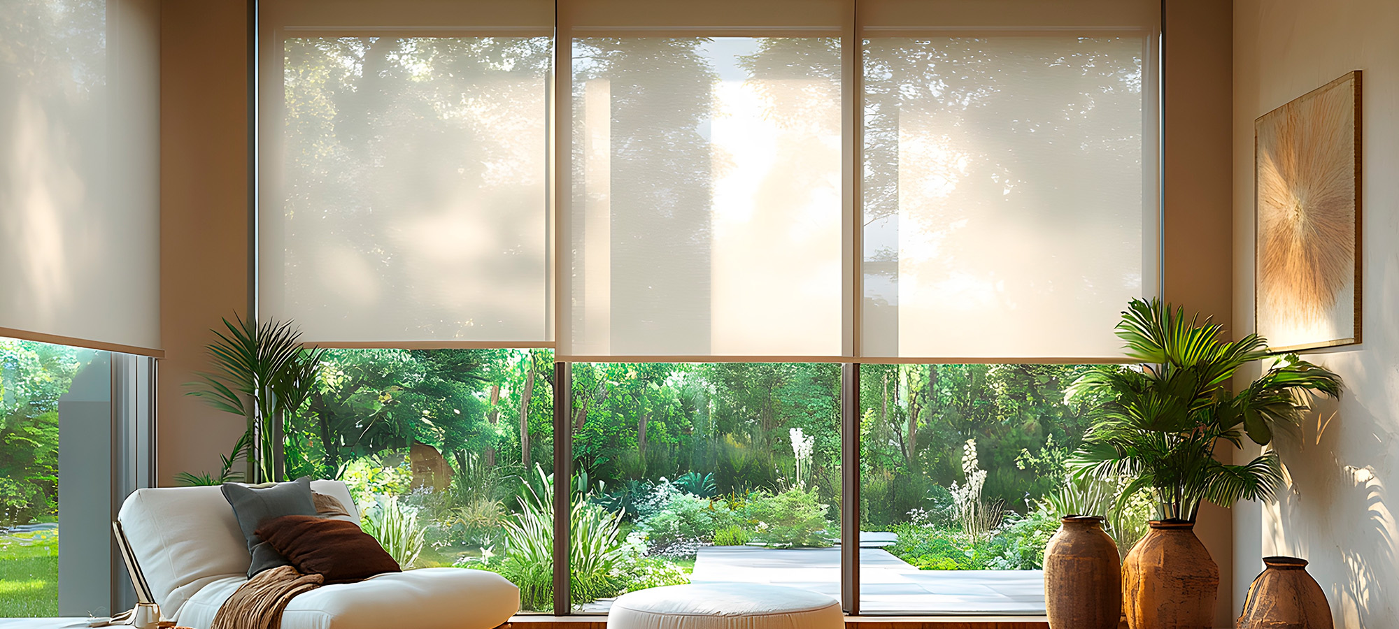 Window coverings in an interior from the Persianas Alfa collection